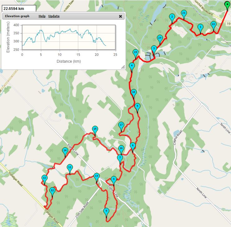 Scotsdale Farm Trail Map Good Friday: Terra Cotta, Silver Creek & Scotsdale Farm (23 Km) - Fri, Apr  19 2019